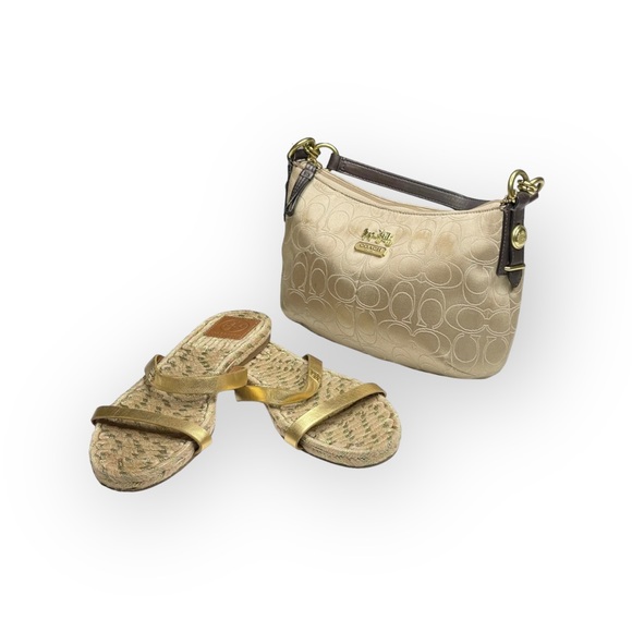 Coach Handbags - Coach ♕ Mia Lurex Signature C Top Handle Pouch Hobo Bag Handbag ♕ Light Khaki ♕